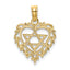 Star of David in Scalloped Heart Charm in 14K Yellow Gold, 19mm - Sophia Jewelers