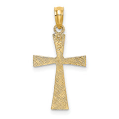 14K Engraved Cross W/Flared Tips Charm
