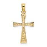 14K Engraved Cross W/Flared Tips Charm