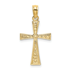 14K Engraved Cross W/Flared Tips Charm