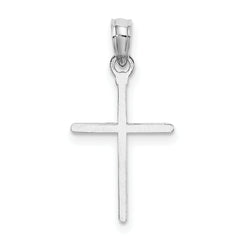 14K White Gold D/C and Polished Cross Charm