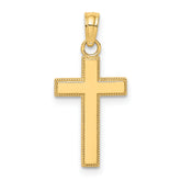 14K Polished Block Style Beaded Edge Cross Charm