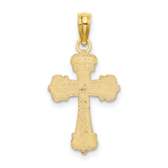 14K Cross W/ Scroll Tips and Button Center Charm