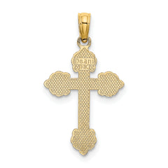 14K Polished and Textured Fancy Cross Charm