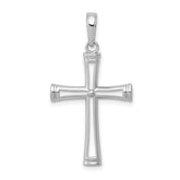 14K White Gold Polished and Cut-Out Cross