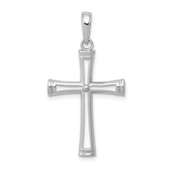14K White Gold Polished and Cut-Out Cross