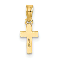 14K Polished and Engraved Mini Cross Charm