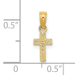 14K Polished and Engraved Mini Cross Charm