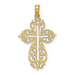 14K Cut-Out Scroll Framed Cross Charm