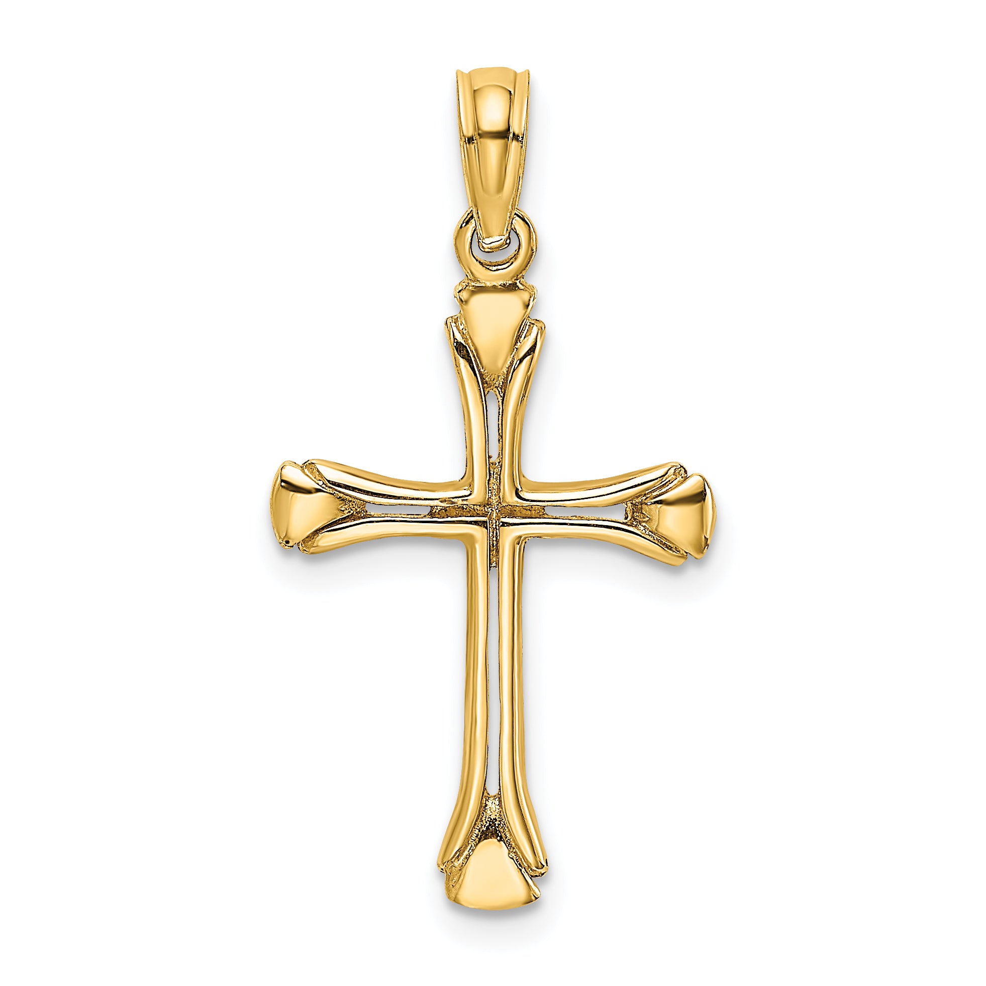 14K Polished Beveled Cut-out Cross Pendant