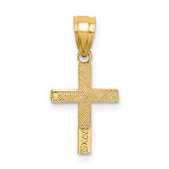 14K Polished w/ Star Pattern Mini Cross Charm