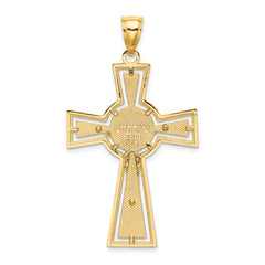 14K Cut-Out Crucifix W/ Center Circle Charm