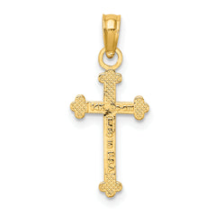 14K Polished Beaded Cross