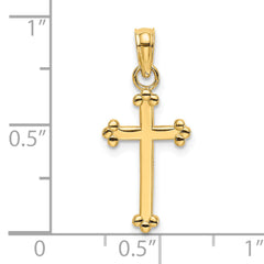14K Polished Beaded Cross
