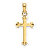 14K Polished Beaded Cross