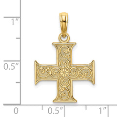 14K Greek Cross With Swirl Design Charm