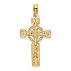14K Engraved Celtic Cross w/ Eternity Circle Charm