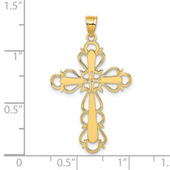 14K Polished Lace Trim Cross Charm