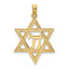 Star of David & Chai Charm in 14K Yellow Gold, 27mm Textured - Sophia Jewelers