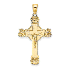 14K Crucifix W/ Sunburst Charm