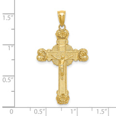 14K Crucifix W/ Sunburst Charm