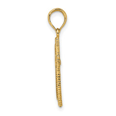 14K Cross w/ Textured Border Design Charm