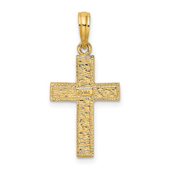 14K Cross w/ Textured Border Design Charm