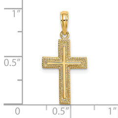 14K Cross w/ Textured Border Design Charm