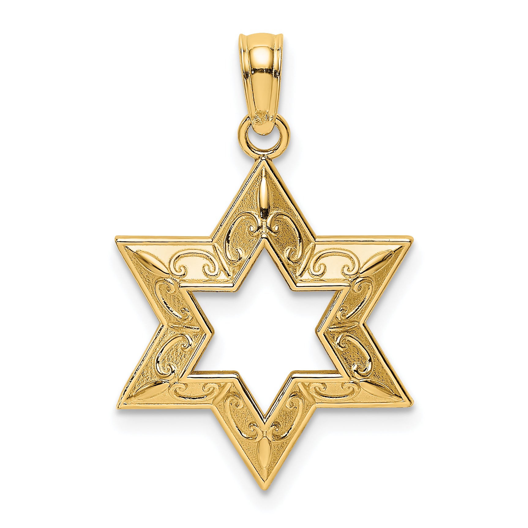 14K Textured Star Of David Charm