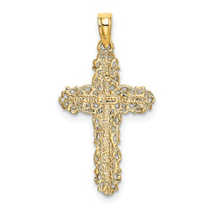 14K Cross w/ Filigree Lace Trim Charm