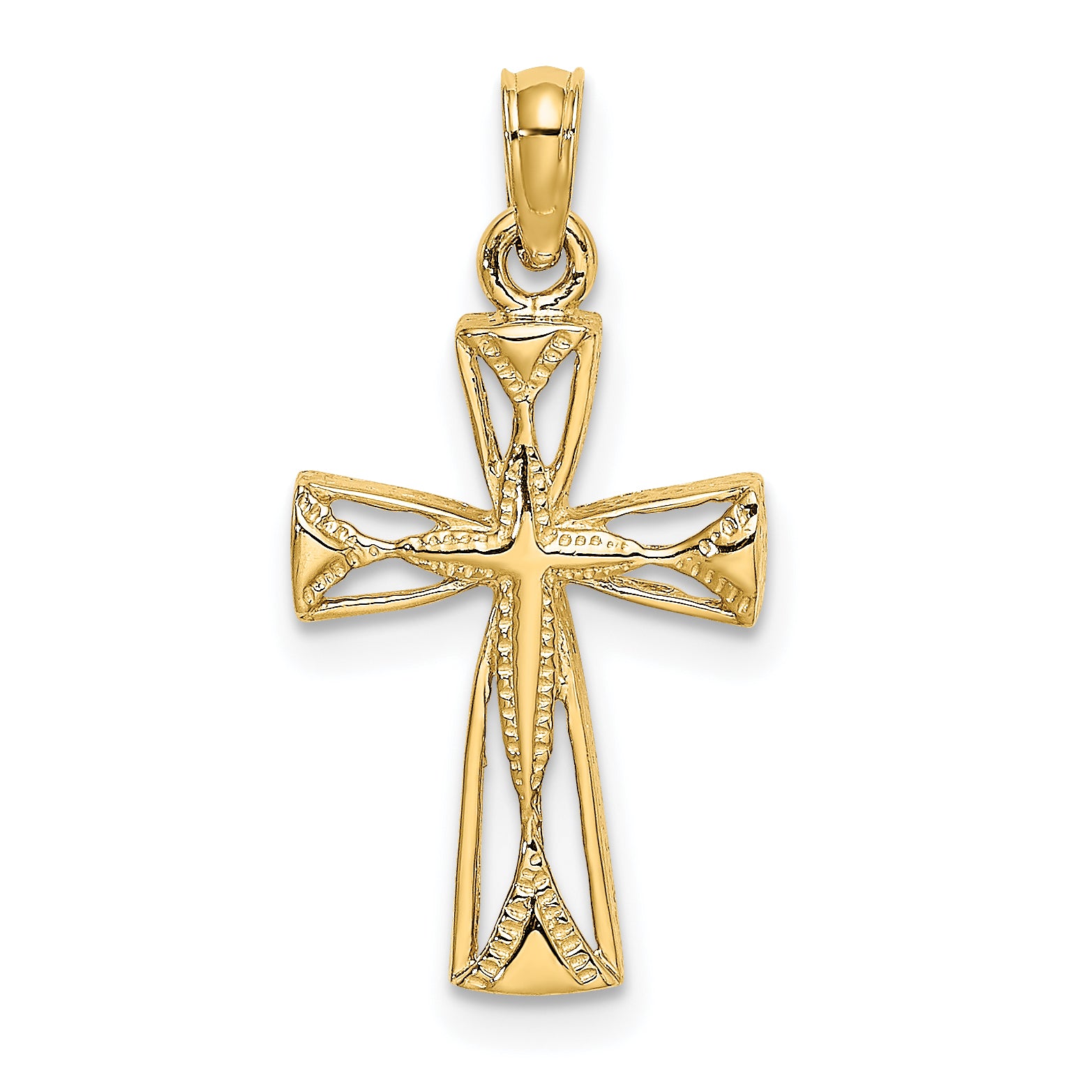 14K Cut-Out Cross w/ Triangle Ends Charm