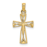 14K Cut-Out Cross w/ Triangle Ends Charm