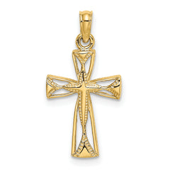 14K Cut-Out Cross w/ Triangle Ends Charm