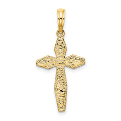 14K Polished and Textured Cross Charm