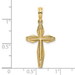 14K Polished and Textured Cross Charm