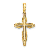 14K Polished and Textured Cross Charm
