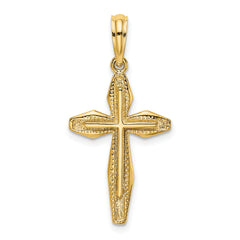 14K Polished and Textured Cross Charm