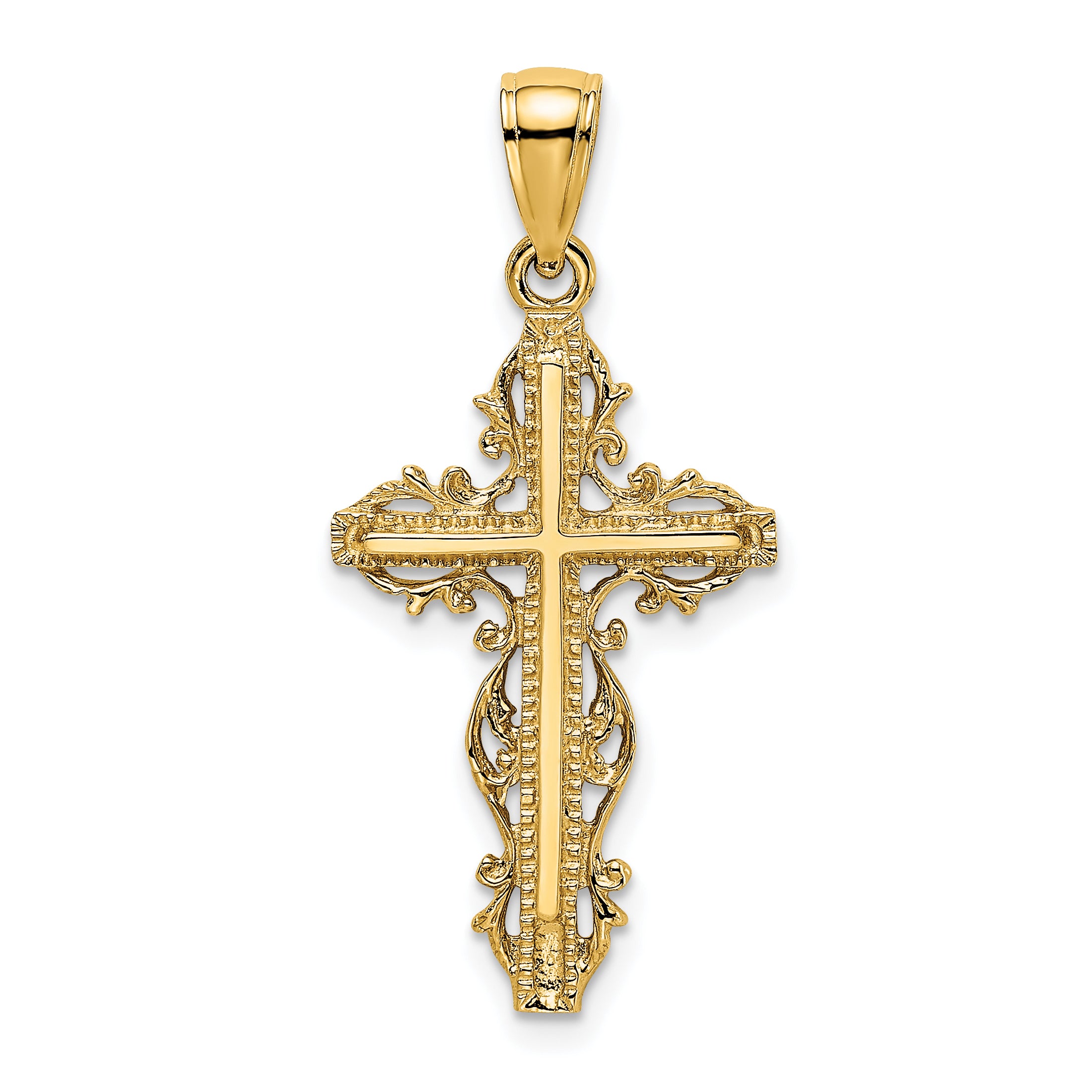 14K Cross w/ Lace Trim Charm