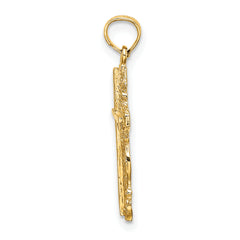 14K Stick Cross w/ Lace Trim Charm