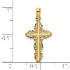 14K Stick Cross w/ Lace Trim Charm