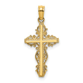 14K Stick Cross w/ Lace Trim Charm