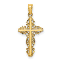14K Stick Cross w/ Lace Trim Charm