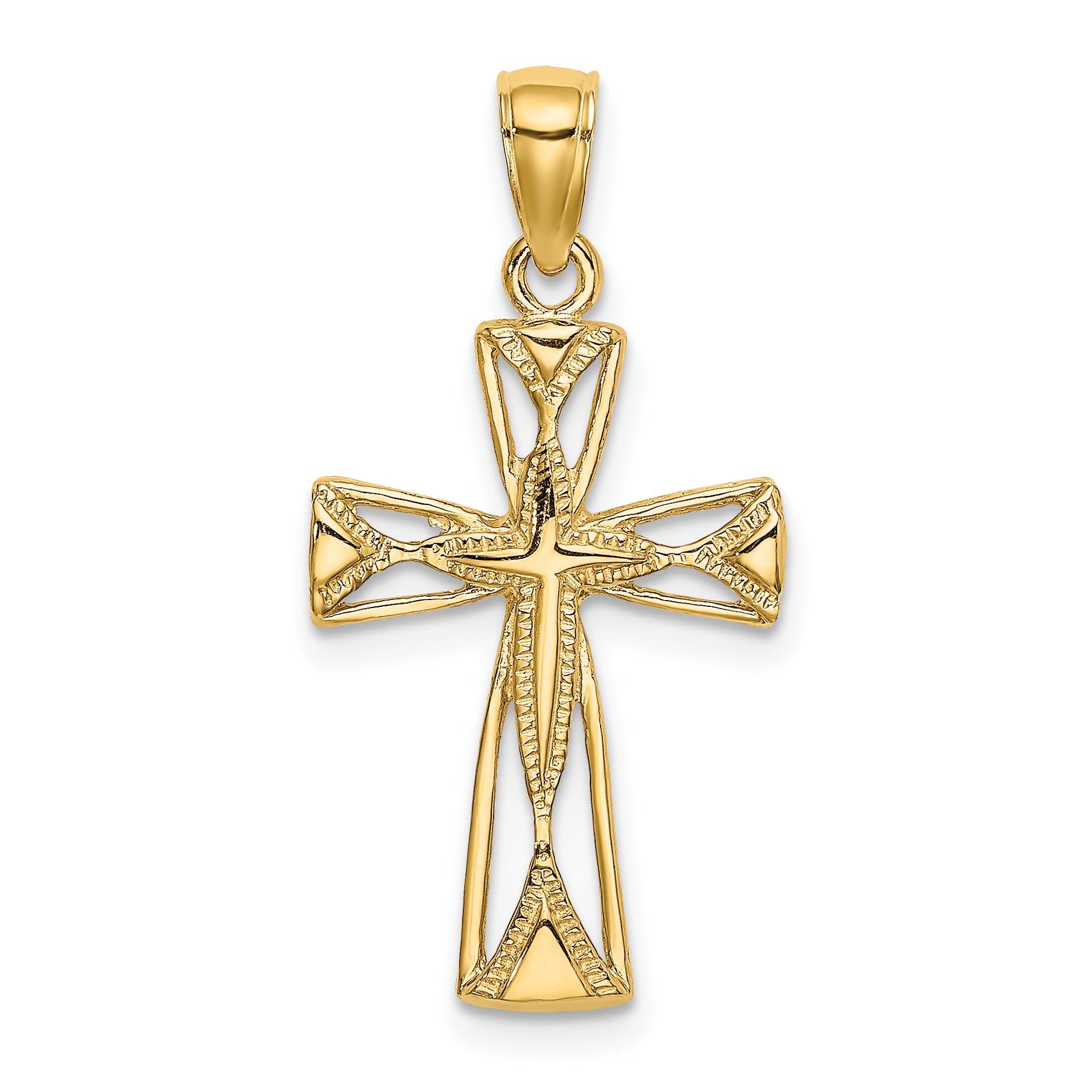 14K Polished Cut-Out Design Cross Charm