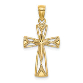 14K Polished Cut-Out Design Cross Charm