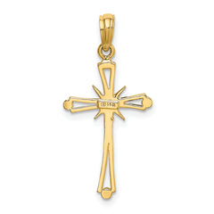 14K Polished w/ X Center Cross Charm