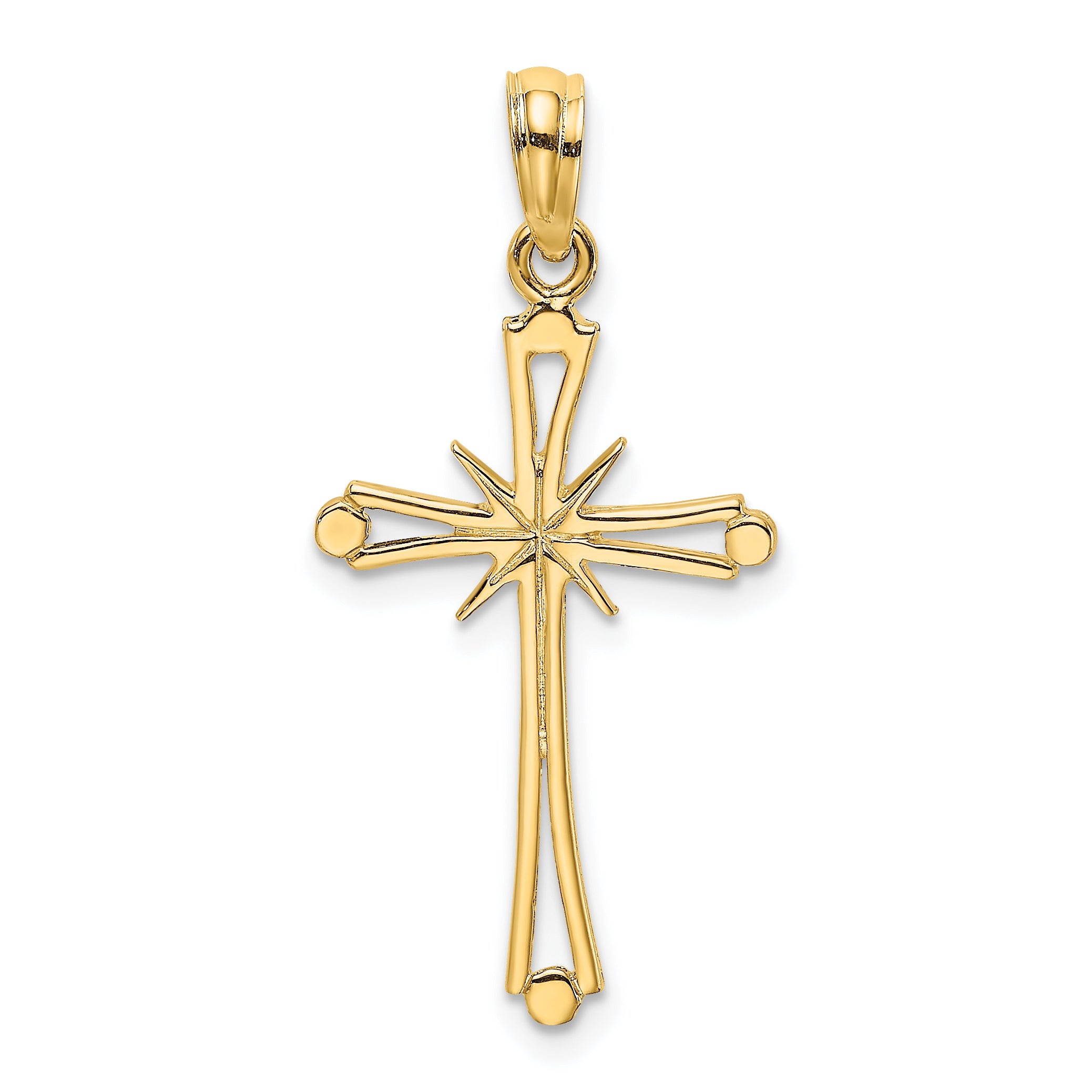 14K Polished w/ X Center Cross Charm