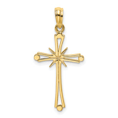 14K Polished w/ X Center Cross Charm
