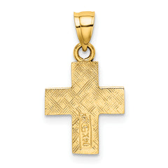 14K Polished and Textured Cross Charm