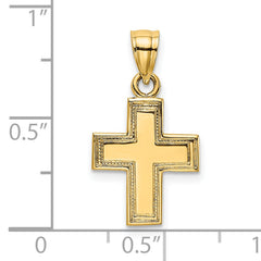 14K Polished and Textured Cross Charm