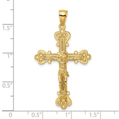14K Engraved Crucifix Charm